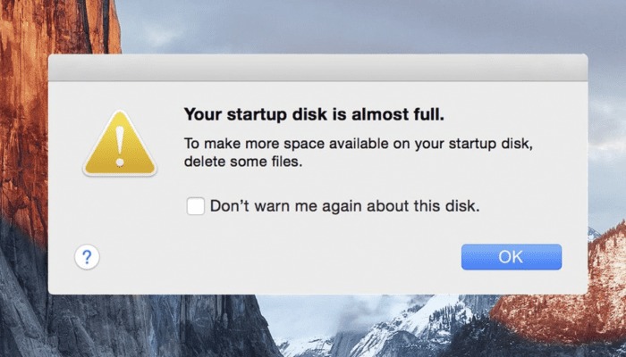 Din startdisk er næsten fuld