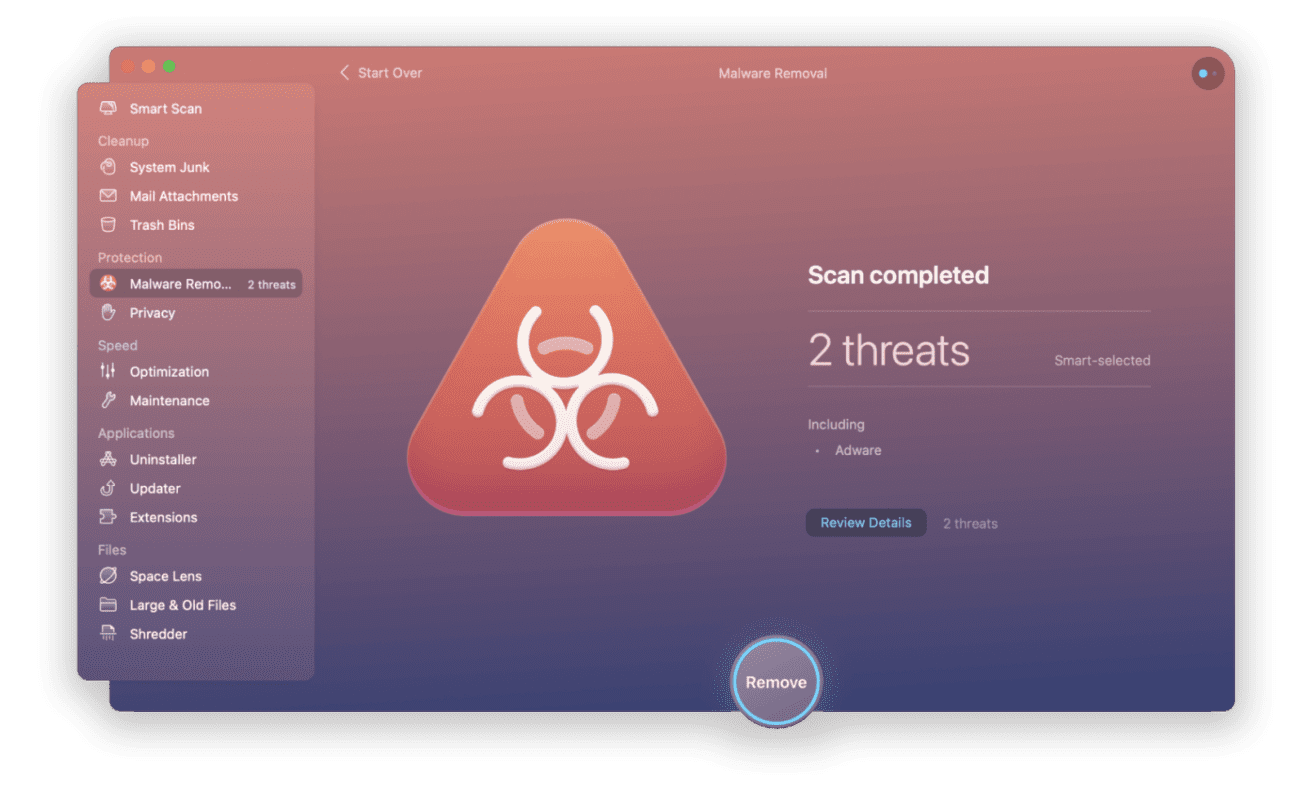 CleanMyMac malware scan